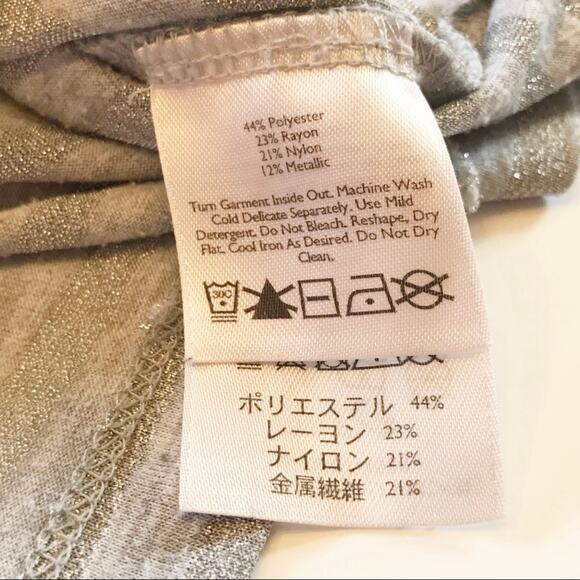 Eddie Bauer Long Sleeve Metallic Stripe Pocket Tee Small Gray Silver - Picture 6 of 8